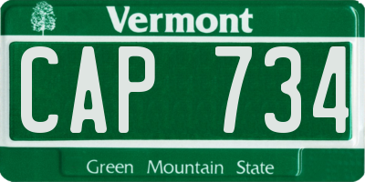 VT license plate CAP734