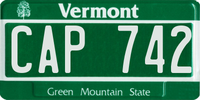 VT license plate CAP742