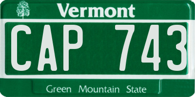 VT license plate CAP743