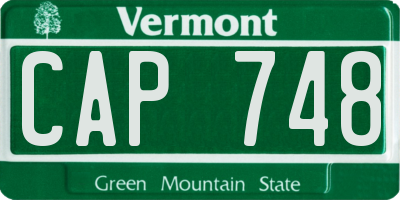 VT license plate CAP748