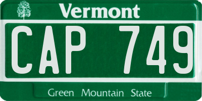 VT license plate CAP749