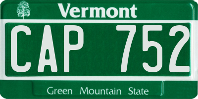 VT license plate CAP752
