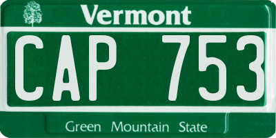 VT license plate CAP753