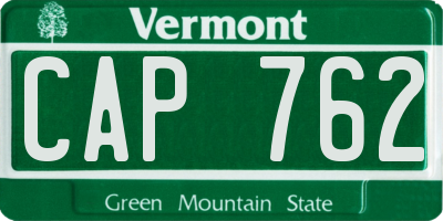 VT license plate CAP762