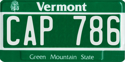 VT license plate CAP786