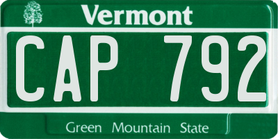 VT license plate CAP792