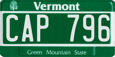 VT license plate CAP796