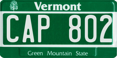 VT license plate CAP802