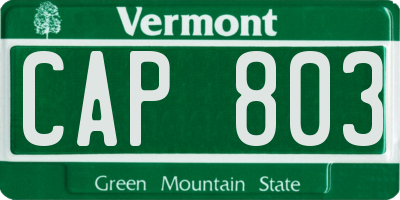 VT license plate CAP803
