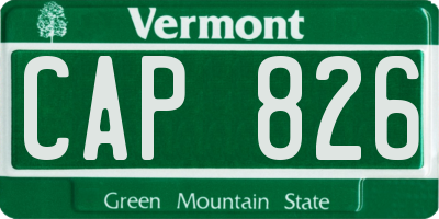 VT license plate CAP826
