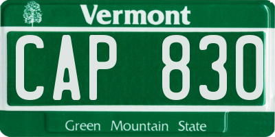 VT license plate CAP830