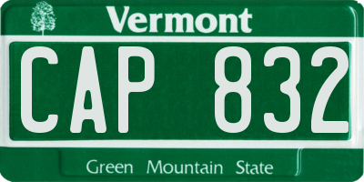 VT license plate CAP832