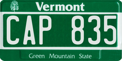 VT license plate CAP835