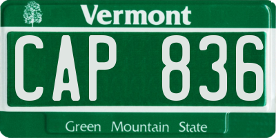 VT license plate CAP836