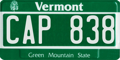 VT license plate CAP838
