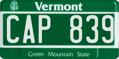 VT license plate CAP839