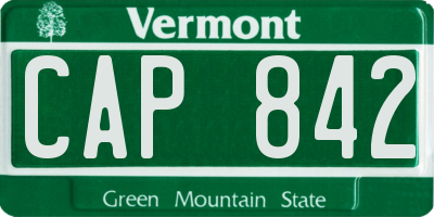 VT license plate CAP842