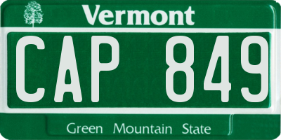 VT license plate CAP849
