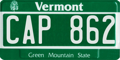 VT license plate CAP862