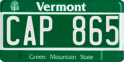 VT license plate CAP865