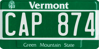VT license plate CAP874