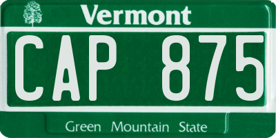 VT license plate CAP875