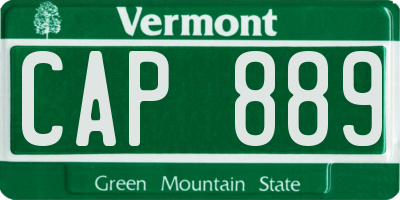 VT license plate CAP889