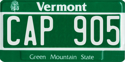 VT license plate CAP905