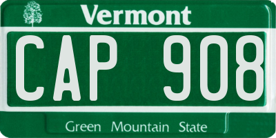 VT license plate CAP908