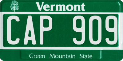 VT license plate CAP909