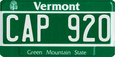 VT license plate CAP920