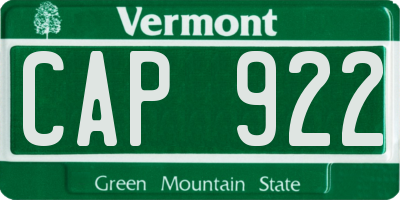 VT license plate CAP922