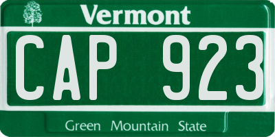 VT license plate CAP923