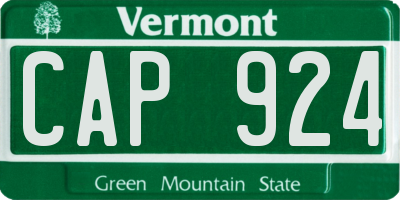 VT license plate CAP924