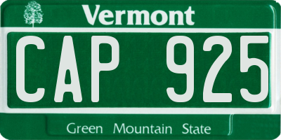 VT license plate CAP925