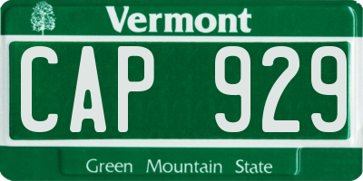 VT license plate CAP929