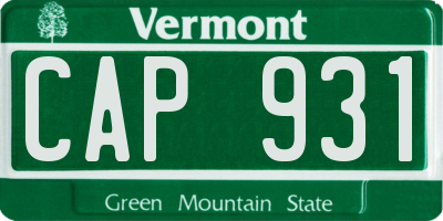 VT license plate CAP931