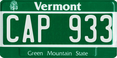 VT license plate CAP933