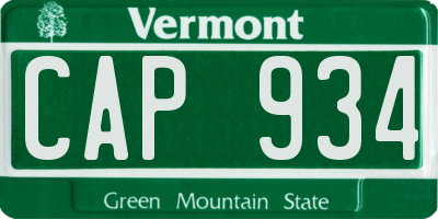 VT license plate CAP934