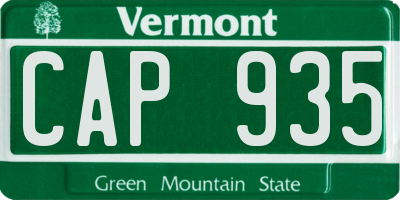 VT license plate CAP935