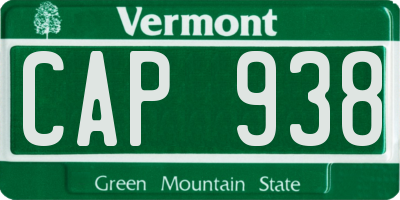 VT license plate CAP938