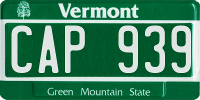 VT license plate CAP939