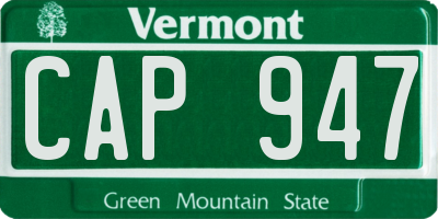 VT license plate CAP947