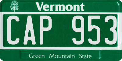 VT license plate CAP953