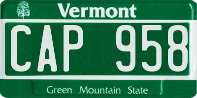VT license plate CAP958
