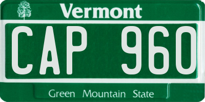 VT license plate CAP960