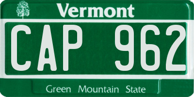 VT license plate CAP962