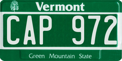 VT license plate CAP972
