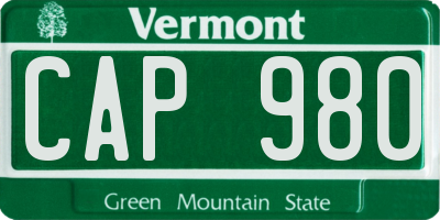 VT license plate CAP980