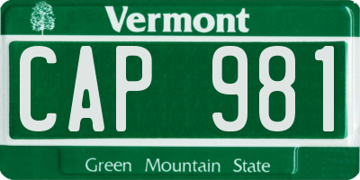 VT license plate CAP981